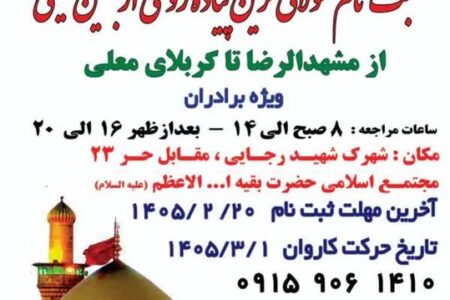 کاروان پیاده انصارالحسین (ع) از مشهد راهی کربلا می‌شود / آغاز ثبت‌نام طولانی‌ترین مسیر پیاده‌روی اربعین